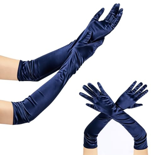 ztowoto Elegant Black Long Gloves Satin Gloves - Finger Long Gloves For Women, Stretchy Opera Gloves 1920s Style，Evening Gloves For Party Dance Wedding Prom