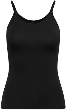 ONLY Damen T-Shirt onlLOVE Strap Singlet, Einfarbig, Gr. 38 (Herstellergröße: M), Schwarz