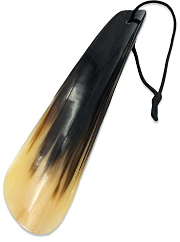 Lucky Franc's Real Horn Shoe Horn. Dress Shoe Horn for Men. Hand Crafted Luxury Horn Shoehorn for Home/Travel Use. Genuine Bull Ox Horns. A Fancy Natural Shoehorn Gift Idea. 7.25x2 in Gift Box.