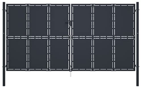 vidaXL Portal de Jardín Portal de Cercado Portal de Jardín Puerta de Terraza Puerta de Terraza Exterior Acero 400x200 cm Antracita