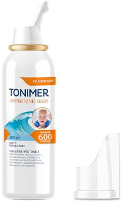 Tonimer Hypertonic Baby Spray Solución Estéril con Agua de Mar, Para la Descongestion Nasal, Recién Nacidos y Niños, Osmolalidad 600 mOsm/kg, 100 ml