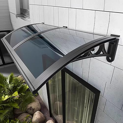 Grey Modern Polycarbonate Cover,Window Awning Front Door Canopy,Patio Porch Awning,Sun Shetter,Outdoor Window Rain Shelter Cover,UV Rain Snow Protection Garden Awning (80x120cm/31x47)