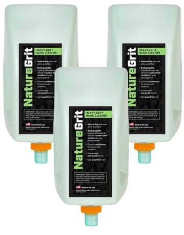 Nature Grit – Heavy Duty Industrial Hand Soap Cleaner Refill – Walnut Shell Conditioners for Skin Protection for Auto Mechanics, Manufacturing, and Anyone with Working Hands - 3-liter (Case of 3)