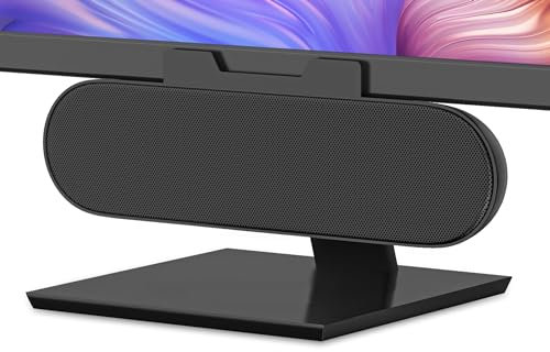LXTNFU EL020 Computer Speakers, USB-C to USB Adapter Included, Black, Minimalist Style, Clip to Monitor, 1.4-Inch Dynamic Driver, 2.0 Channel, 1W, Unisex, 1 Year Limited Warranty