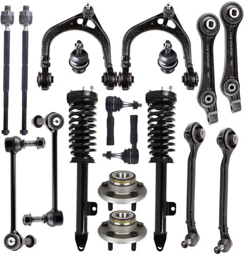 AMCCM Complete 18pcs Suspension Kits w/Struts & Control Arms Fit for 2005-2010 for Chrysler 300 2006-2010 for Dodge for Charger - Includes Sway Bar Link Wheel Hubs Tie Rods Ball Joints