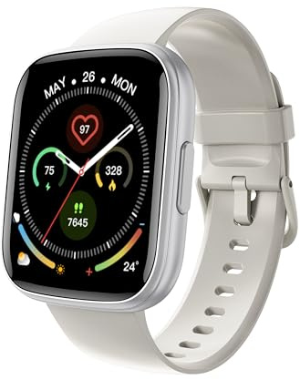 Smart Watches for Men Women (Answer/Make Calls), 1.95 Touchscreen Fitness Watch with 110+ Sport Modes, Heart Rate/Sleep Monitor Fitness Tracker, IP68 Waterproof Smartwatch for Android iOS, White