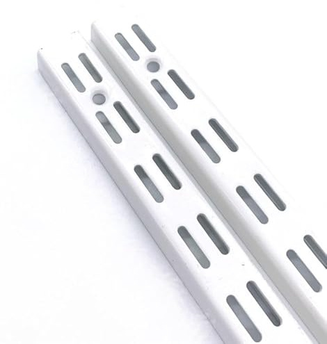 Twin Slot Shelving Uprights White - Wall Mounted Heavy Duty Steel Upright | Pack of 2-430mm / 43cm