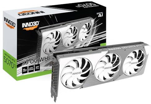 Inno3D NVIDIA GeForce RTX 5070 TI X3 OC, 16 Go, GDDR7, 256 Bits, PCI Express Gen 5, Carte Graphique de Jeu, N507T3-16D7X-176068W (Blanc)
