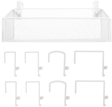 PRETYZOOM Cesta De Almacenamiento Colgante para La Cama con 10 Ganchos Organizador De Metal Multiusos para Dormitorio Y Oficina Estante Lateral Sin Taladro 10.62X4.72X3.54 Pulgadas