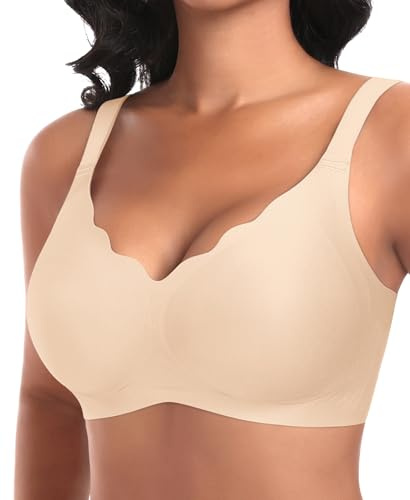 Ganado Reggiseni senza cuciture senza ferretto per donne supporto wireless reggiseno push up per seni grandi comfort morbido imbottito reggiseni da donna smerlato maglietta da notte bralette per