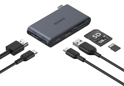 Anker Nano Hub, 6-i-1 USB-C Hub, 85 W PD, 4K HDMI, SD/TF-kortläsare