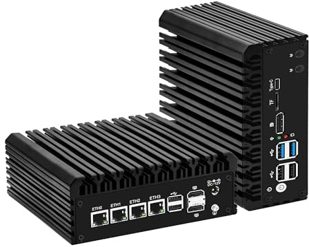 CWWK N100 Firewall minidator, 4 x 2,5 GbE LAN, fläktlös minidator, OPNsense Micro Appliance hårdvara, DDR5 Barebone NO RAM eller SSD, 2 x M.2, USB-C, 2-SATA, TF, 2HD, DP, AES-NI