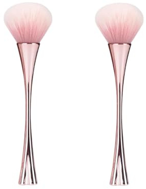 2 pinceles para eliminar el polvo de las uñas de oro rosa, para uñas acrílicas, pinceles limpiadores de polvo para uñas acrílicas, pinceles de manicura para mujeres