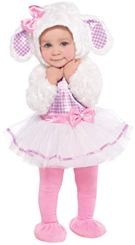amscan Christy's Baby Lamb Costume per bambini, bianco/rosa, per neonati, 76-82 cm, 6-12 mesi