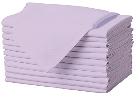 Gee Di Moda Cloth Napkins - 17 x 17 Inch Lavender Dinner Napkins - Set of 12 Soft & Absorbent Washable Fabric Cloth Table Napkins with Hemmed Edges for Hotel Restaurant, Holiday Parties & Wedding
