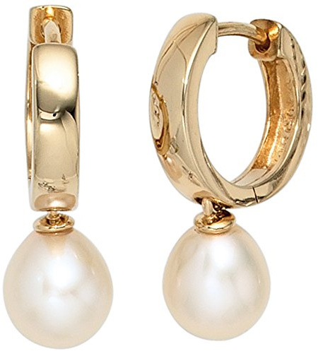 Jobo Damen-Creolen aus 925 Sterling Silber vergoldet mit Perlen