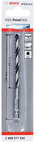 Bosch Professional PointTeQ Hex Drill Bit (for Metal, Ø: 6,8 mm, Total Length: 109 mm, ¼’’ Hex Shank, Accessory for Impact Drivers and Drill Drivers)