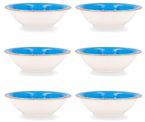 Quid Set 6 ciotole per zuppa in ceramica gres | piatti fondi blu 18 cm, standard