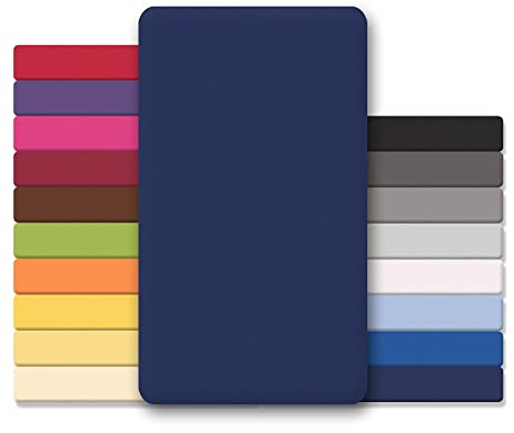 CelinaTex Jersey Topper Spannbettlaken Lucina Doppelpack 180x200-200x200cm dunkel blau 100% Baumwolle gekämmt bis 12cm Matratzenhöhe Spannbettbezug, Leintuch, Bettlaken, elastisch, Strech, Oeko-Tex