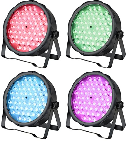 BETOPPER Scenbelysning, DJ-ljus, LED-par lampor 54 x 1,5 W RGB 3 i 1 ljuseffekter, discoljus med ljudaktivering/DMX512, för fest bröllop, klubb, barer, halloween, jul (2 stycken)