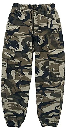 Aislor Pantalones Camuflajes para Niño Pantalones Cargo Camuflados Militar Pants Chándal Callejera de Moda Pantalón Cintura Elástica Hip Hop Chico Camouflage 7-8 años