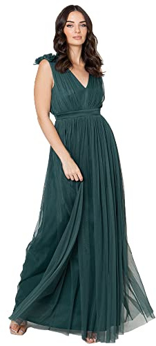 Maya Deluxe dam Maya Deluxe Maxi klänning med Ruffle Shoulder detaljer Brudtärnsklänning