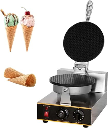 Máquina for hacer conos de helado Máquina eléctrica for hacer conos de gofres Rollos de huevo redondos Bandeja for hornear de postre eléctrica antiadherente Regalo de cocina for restaurante, panadería