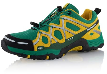 Fusskleidung® Damen Herren Wanderschuhe atmungsaktive Trekkingschuhe Grün Gelb EU 45
