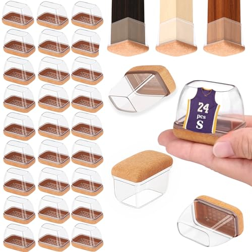 Stuhlbeinkappen rechteckige, Bodenschoner für Stühle, Schutzkappen für Stuhlbeine mit Filz,Silikon Stuhlbeinschoner Zum Schutz von Böden, für Bett, Stuhl, Möbelbeinschoner für Hartholzböden.