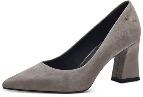 Tamaris Damen Pumps Leder Blockabsatz bequem; Light Grey, EU 41