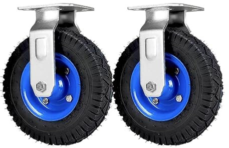 Bockhjul, möbelstyrhjul, med broms för tunga lasthjul, 2 stycken, gummihjul, transporthjul för skottkärra, 15 cm 20 cm, lätt att installera, med skruvar