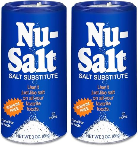 Nu-Salt Sodium-Free Substitute, Contains Potassium Chloride, Table Salt Alternative, Vegan, Good for Chips, Pretzels, French Fries, Popcorn Seasoning, 3oz Shaker Bottle (Pack of 2)