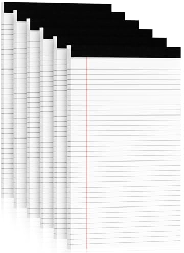 White Legal Pads 8.5 x 14, 6 Pack Wide Ruled Legal Notepads, White Note Pads 8.5 x 14 Writing Pads, Notebook Paper 8.5x14, Lined Tablets Notebook Pads of Paper, 70 GSM White Paper, 30 Sheets/Pad