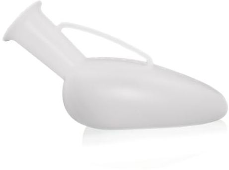 ALL4US® Orinales para hombre con mango y escala graduada, color transparente, orinal masculino portátil esterilizable, capacidad 1 litro, fabricado en Italia