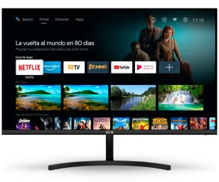 SPC Smart Monitor 27 – Monitor Android TV 27 Full-HD, integrierte Lautsprecher, Mobilfunkverbindung, ultraflaches Design, Fernbedienung, Zugang zu Streaming-Inhalten (Netflix, Prime Video, YouTube)