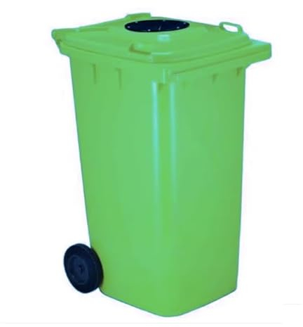 Ecoplast Bidone Immondizia con Ruote e Bocca per Bottiglie Vetro Verde 240 Litri
