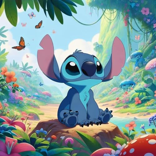 5D Stitch Diamond Painting Mariposa, disegni animati anime pittura di diamanti, fiori di diamante fai da te, kit di arte a mosaico, ideale per principianti e professionisti