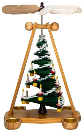 Rudolphs Schatzkiste Pirámide de velas de té, árbol escalonado, cristal de nieve, 25 x 40 x 19 cm (ancho x alto x profundidad)