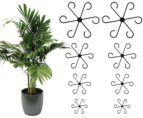 KUHAWL 16 Stück Pflanzenstützen, Pflanzenhalter Pflanzenklammern, Pflanzenstütze Staudenhalter Garten Stützring Stielhalter aus Kunststoff für Unterstützung Topfpflanzen Blume Gemüse (Schwarz)