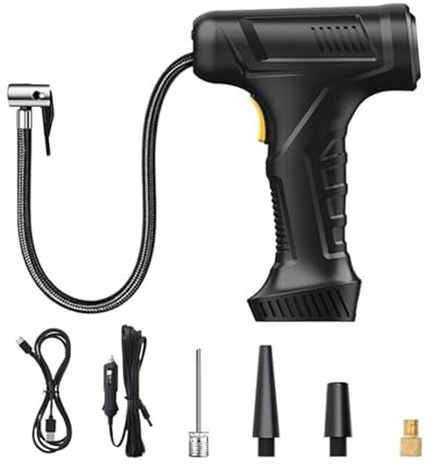 Batteridriven däckpump, batteridriven däckpump - 12 V bärbar luftkompressorpump - automatisk intelligent luftpump, batteri med avstängning av Au