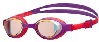 ARENA Unisex Kids Swim Goggles Age 6-12, Anti-Fog Coated Lenses, Adjustable Strap, Brass/Plum/Bright Coral