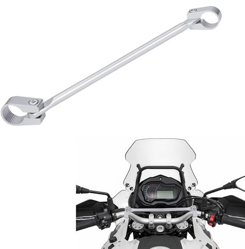 Tunejoy Barra Trasversale Moto 22mm Manubrio per l'Equilibrio del Motocicletta in Alluminio Barra di Bilanciamento di Moto Regolabile per Moto da Cross 330mm Argento
