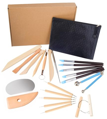 23 Pcs Herramientas Arcilla Polimerica Secado al Aire, Herramientas Ceramica, Herramientas de Arcilla Alfareria, Ceramica para Modela Polimérica Kit para Principiantes Adultos Cerámica de Arcilla