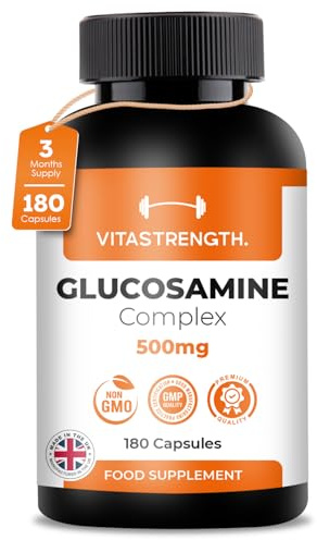 Glucosamine and Chondroitin Complex – 180 High Strength Capsules with MSM, Collagen, Hyaluronic Acid and Boswellia – Contributes to The Maintenance of Normal Immune System – Made in UK