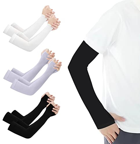 JNYUTEEN 6 Paia Manicotti Braccia, Maniche a Braccio Maniche di Protezione Solare, Manicotti di Ghiaccio Manicotti Braccio Manicotti a Compressione per Uomo Donna Sport Ciclismo Golf