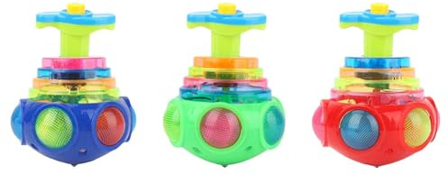 Ahuuen 3 Pezzi Trottole Luminose Per Bambini | Giocattoli Luminosi A LED | Giocattoli Giroscopio | Con Luci E Musica | Per Esercitare Le Capacità Cognitive Dei Bambini | Colore Casuale