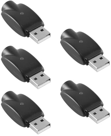 Gorise Cargador inteligente USB con rosca 510 de 5 piezas con indicador LED de protección contra sobrecarga, apto para portátil, cargador de coche, linterna, soldador, lápiz óptico.