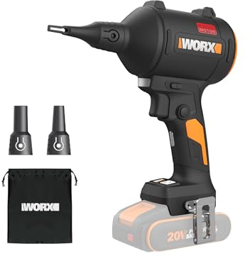 WORX 20V soplador de Polvo inalámbrico con Motor sin escobillas – colector de Polvo eléctrico para Limpieza, soplador de Aire comprimido (WX099 con batería y Cargador) (Sin batería)