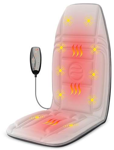 Snailax Masajeador de espalda con vibración con calor, 10 motores de vibración y 2 niveles de calefacción, silla, masajeador montado para silla de oficina, reclinable, sofá (enchufe británico