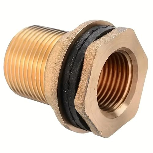 Conector de latón de calidad de 1/2 pulgada hecho de latón macizo con 2 sellos de goma para tope de agua, tanque de barril, ajuste de válvula de conexión de grifo, adaptador de manguera de cisterna